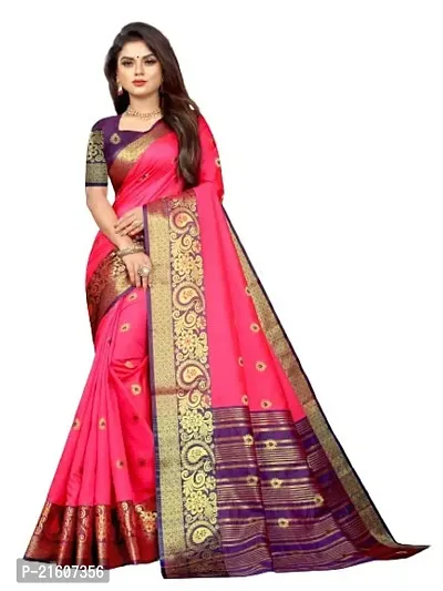 Fancy Cotton Silk Saree with Blouse Piece for Women-thumb0