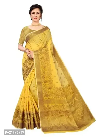 Fancy Cotton Silk Saree with Blouse Piece for Women