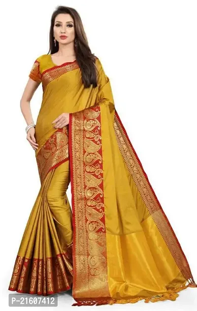 Fancy Cotton Silk Saree with Blouse Piece for Women