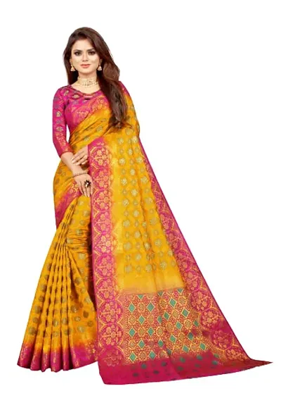 Elegant Silk Blend Saree with Blouse piece For Women