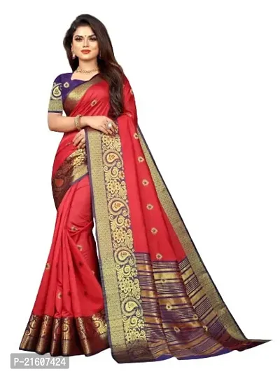 Fancy Cotton Silk Saree with Blouse Piece for Women-thumb0