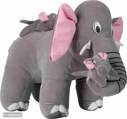 PICKPO TOYS, Mother Elephant with Two Babies Soft Stuffed Plush Toy for Kids Baby Boys  Girls Birthday Gifts Home Decoration (Color: Grey Size: 41cm)-thumb3