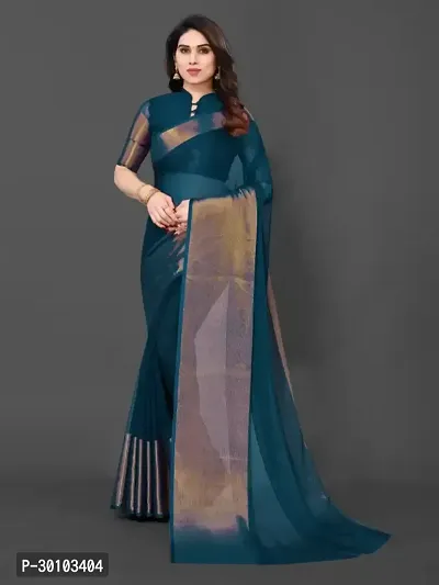 Stylish Chiffon Solid Saree with Blouse Piece-thumb0