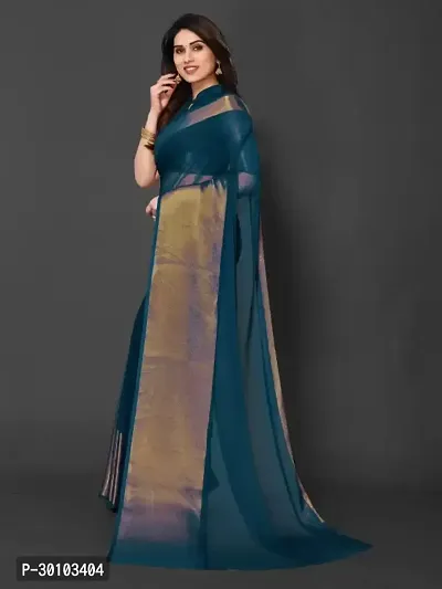 Stylish Chiffon Solid Saree with Blouse Piece-thumb4