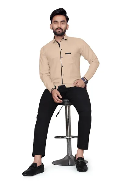 Reliable Blend Solid Long Sleeves Casual Shirt For Men