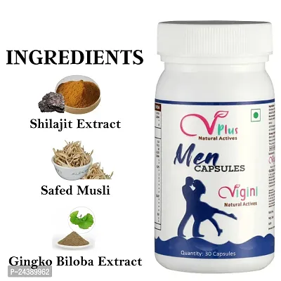 Vigini 100% Natural Actives Power Performance Testosterone Vigor Vitality Booster Energy Stamina Capsules for Men 23 Powerful Herbal Ayurvedic Ingredients 30 Capsule-thumb3