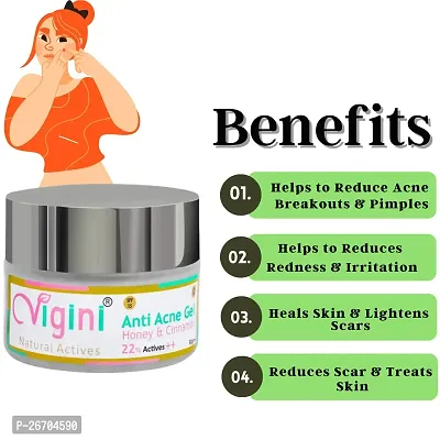 Vigni 22% Actives Anti Acne Face Spot Day Night Cream Gel 50g |Neem Honey Cinnamon Niacinamide Tea Tree Skin Pimples Scars Blackheads Removal Men Women Girl Boys-thumb4