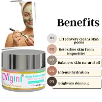 Vigini Anti Acne Oil Control French Clay Face Facial Pack Mask 50g | 2% Salicylic Hyaluronic Acid Green Tea Vitamin Pimples Scars Blemish Blackheads Remover Men Women-thumb2