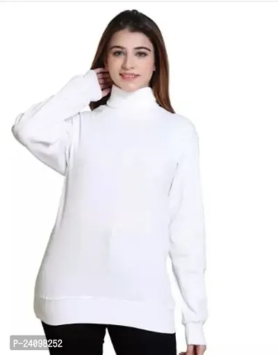 Comfortable White Cotton Blend Sweatshirt For Ladies-thumb0