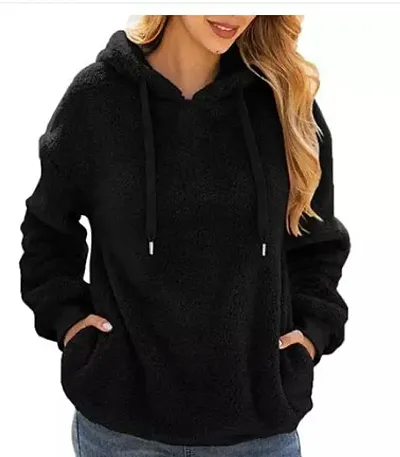 Comfortable Black Wool Sweatshirt For Ladies