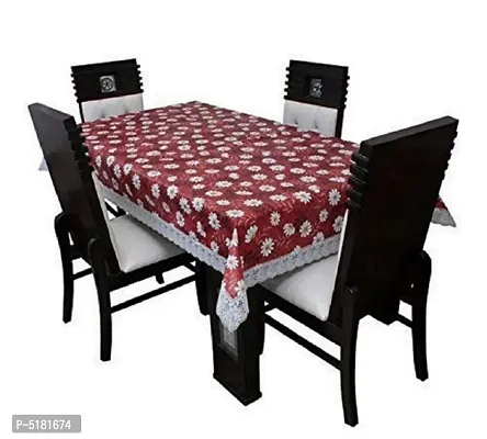 4 Seater Dining Table Cover (Size- 45x70 Inch.) Design-2 (Red Flower)-thumb0