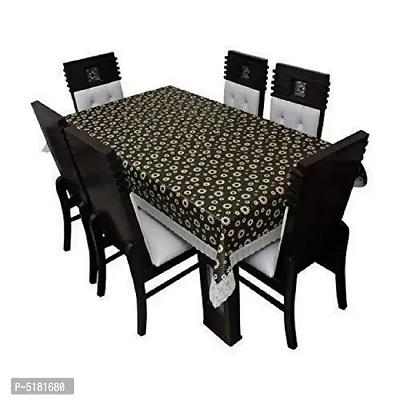 4 Seater Dining Table Cover (Size- 45x70 Inch.) Design-3 (Brown Flower)-thumb0