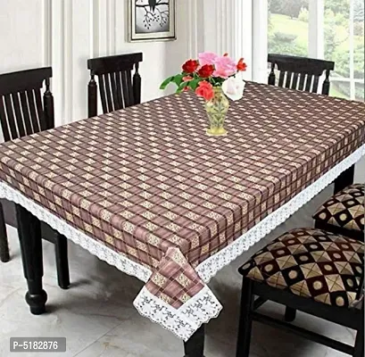 PVC Printed 8 Seater Dining Table Cover (60x90 Inch.) Design-8 (Brown Check)-thumb0