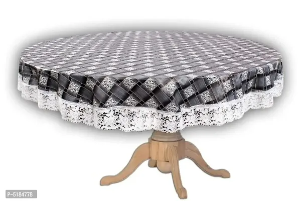 PVC Printed 4 Seater Oval Dining Table Cover (Size-45x70 Oval) Design-10 (Grey Check)
