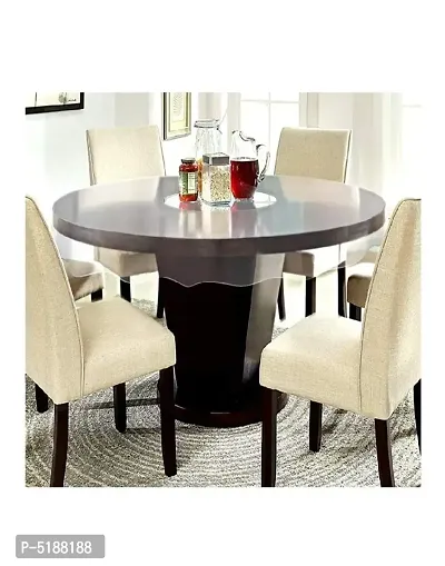 PVC Transparent 4 Seater Round Dining Table Cover Without Lace (Size- 60 Inch. Round)