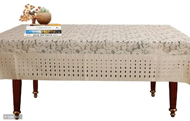 Maddy Space Kaju Design Net Cotton Printed 6 Seater Dining Table Cover (Size-60x90 Inch. Rectangle) Fawn Color