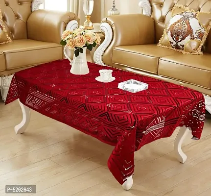 Maddy Space Check Croshia Net Cotton 2 Seater/ Centre Table Cover (Size-40x60 Inch. Rectangle) Maroon Color-thumb0