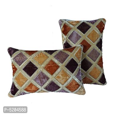 Velvet Checked Rectangle Cushion Cover (Size-12x18 Inch. Rectangle) Set of 5 Pcs