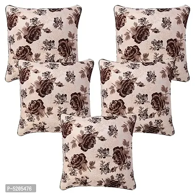 Maddy Space Rose Piping Square Cushion Cover (Size-16x16 Inch. Square) Set Of 5 Piece (Brown Color)-thumb0