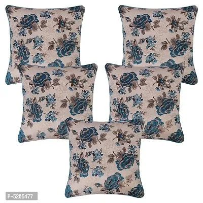 Maddy Space Rose Piping Square Cushion Cover (Size-16x16 Inch. Square) Set Of 5 Piece (Firozi Color)