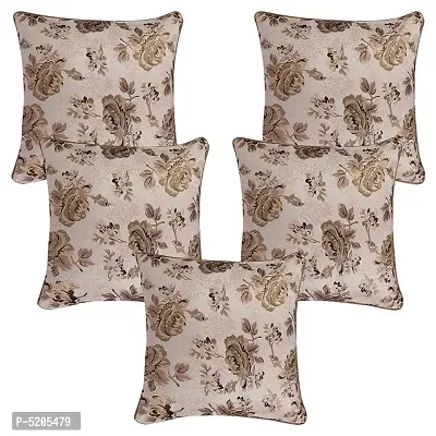 Maddy Space Rose Piping Square Cushion Cover (Size-16x16 Inch. Square) Set Of 5 Piece (Gold Color)