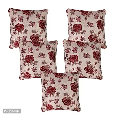 Maddy Space Rose Piping Square Cushion Cover (Size-16x16 Inch. Square) Set Of 5 Piece (Red Color)