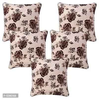 Maddy Space Rose Piping Square Cushion Cover (18x18 Inch. Square) Set Of 5 Pcs (Brown Color)