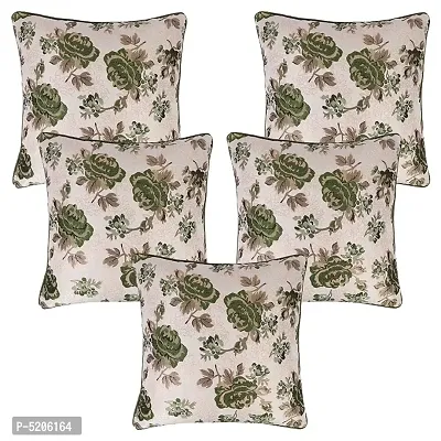 Maddy Space Rose Piping Square Cushion Cover (18x18 Inch. Square) Set Of 5 Pcs (Green Color)