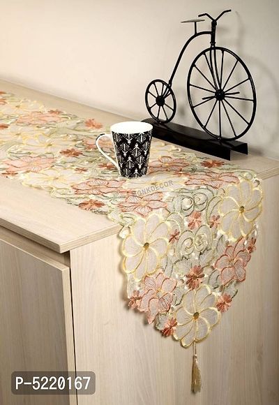Maddy Space Dining Table Runner (Size- 70x15 Inch.) Design-022 (Brown Color)