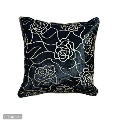 Stylish Black Rose Design Velvet Square Shaped Cushion Covers- 5 Pieces