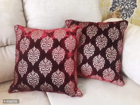 Designed Velvet Cushion Cover 12x12 Inches (Maroon Color) Set of 5 Pieces.-thumb0