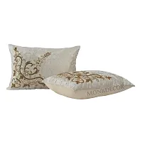 Bow Design Velvet Cushion Cover (Size-12x18 Inch.) Set Of 1 Piece (Cream Color)-thumb2