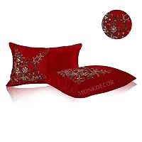 Bow Design Velvet Cushion Cover (Size-12x18 Inch.) Set Of 1 Piece (Maroon Color)-thumb2