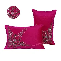 Bow Design Velvet Cushion Cover (Size-12x18 Inch.) Set Of 1 Piece (Pink Color)-thumb2