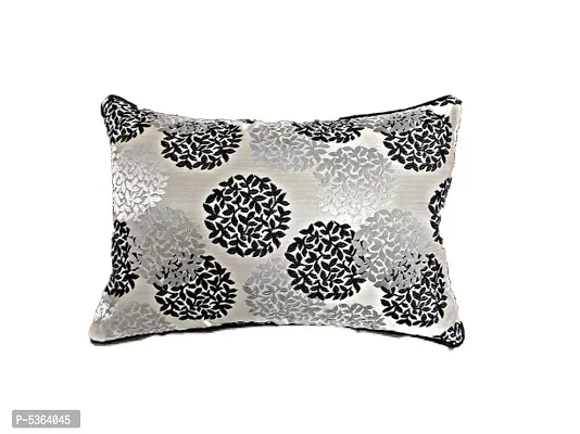 Techno (Round Leave) Design Silk Cushion Cover (Size-12x18 Inch.) Set Of 1 Piece (Black Color)-thumb0