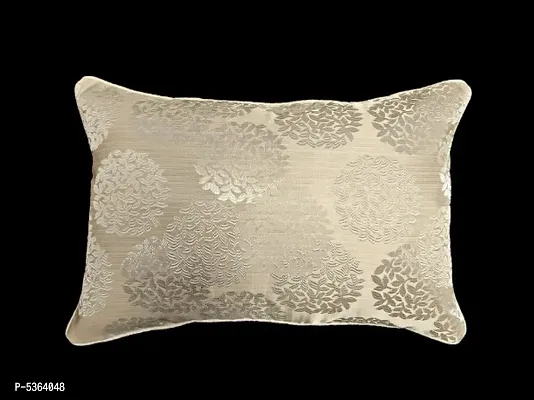 Techno (Round Leave) Design Silk Cushion Cover (Size-12x18 Inch.) Set Of 1 Piece (Cream Color)