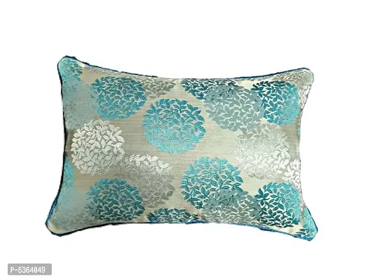 Techno (Round Leave) Design Silk Cushion Cover (Size-12x18 Inch.) Set Of 1 Piece (Firozi Color)