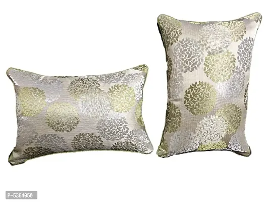 Techno (Round Leave) Design Silk Cushion Cover (Size-12x18 Inch.) Set Of 1 Piece (Green Color)