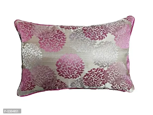 Techno (Round Leave) Design Silk Cushion Cover (Size-12x18 Inch.) Set Of 1 Piece (Pink Color)