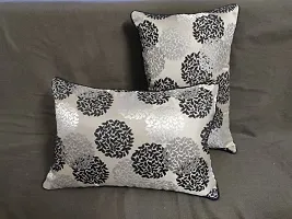 Techno (Round Leave) Design Silk Cushion Cover (Size-12x18 Inch.) Set Of 1 Piece (Black Color)-thumb2