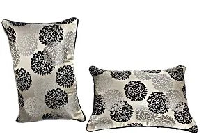 Techno (Round Leave) Design Silk Cushion Cover (Size-12x18 Inch.) Set Of 1 Piece (Black Color)-thumb1