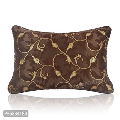 Chain Design Silk Cushion Cover (Size-12x18 Inch.) Set Of 1 Piece (Brown Color)-thumb0