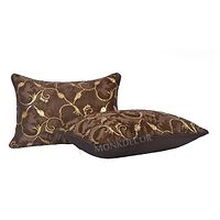 Chain Design Silk Cushion Cover (Size-12x18 Inch.) Set Of 1 Piece (Brown Color)-thumb1