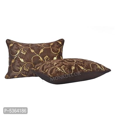 Chain Design Silk Cushion Cover (Size-12x18 Inch.) Set Of 1 Piece (Brown Color)-thumb2