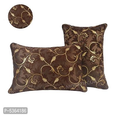 Chain Design Silk Cushion Cover (Size-12x18 Inch.) Set Of 1 Piece (Brown Color)-thumb3