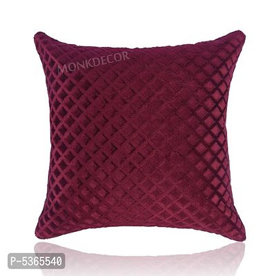 Self Check Design Velvet Cushion Cover (Size-12x12 Inch.) Set Of 5 Piece (Maroon Color)