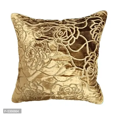 Glitter Rose Design Velvet Cushion Cover (Size-12x12 Inch.) Set Of 5 Piece (Gold Color)