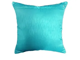 Stylish Turquoise Rose Design Velvet Cushion Covers - Set of 5 Pieces-thumb4