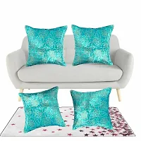 Stylish Turquoise Rose Design Velvet Cushion Covers - Set of 5 Pieces-thumb2