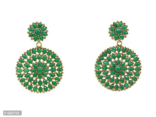 Designer Papad Stylish Fancy Party Wear earrings for Girls and Women (Green Color)